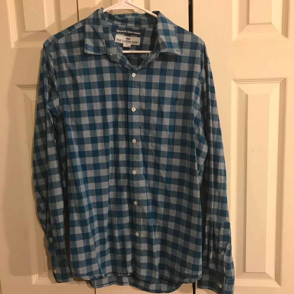 Aqua Blue plaid MENS Old Navy Button Down Shirt‼️